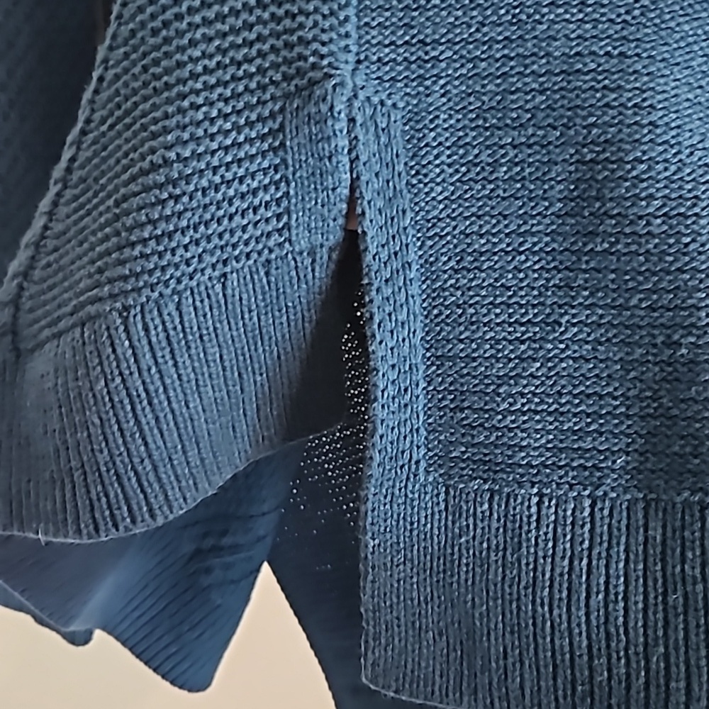 A.N.A Aqua Blue Cold Shoulder Cable Knit Sweater Large - Picture 5 of 6